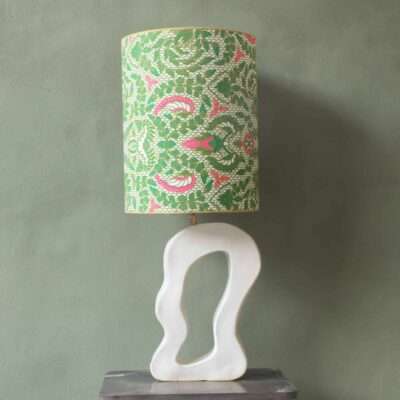 Wavy handmade ceramic lamp white glaze