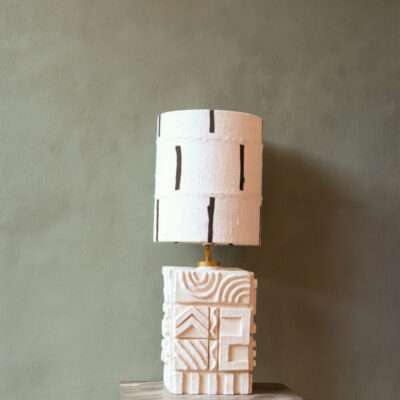 Table lamp white ceramic with tiles
