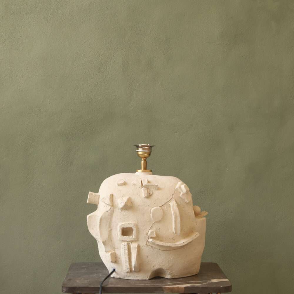 Handmade raw ceramic table lamp