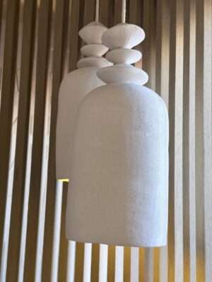 Handmade ceramic pendant white cilinder