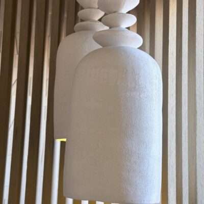 Handmade ceramic pendant white cilinder