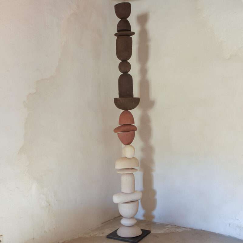totem made of different sculptural items