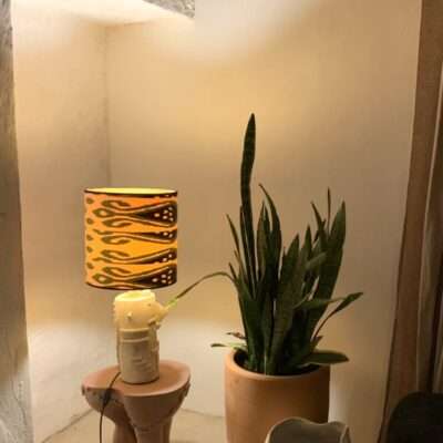 Sculptural ceramic side table pink terracotta