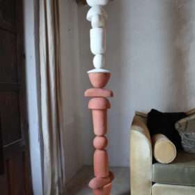 Vertical totem sculpture