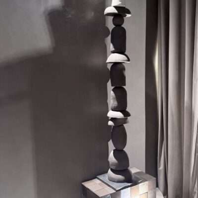 Black ceramic vertical sculpture